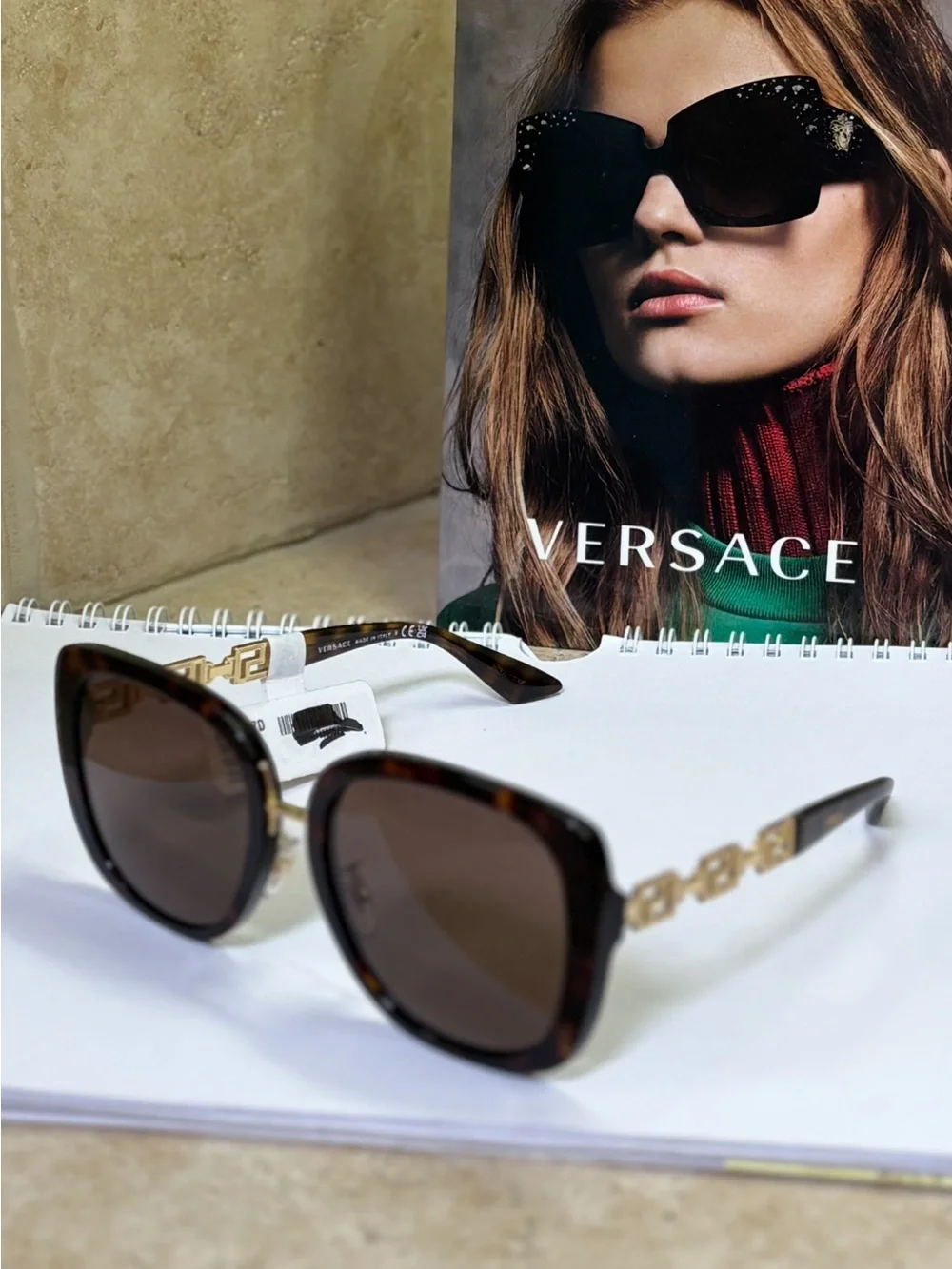 New Versace MOD4407-D 108/73  Tortoiseshell Square Sunglasses - Brown Lenses